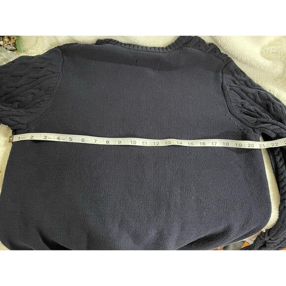 St. Johns Bay Cable Knit Sweater Cotton Long Sleeve Navy M - Picture 5 of 5